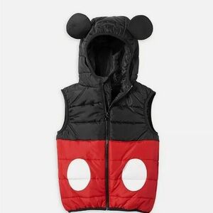 Disney Parks Mickey Mouse Puffer Hooded Quilted Kids Vest